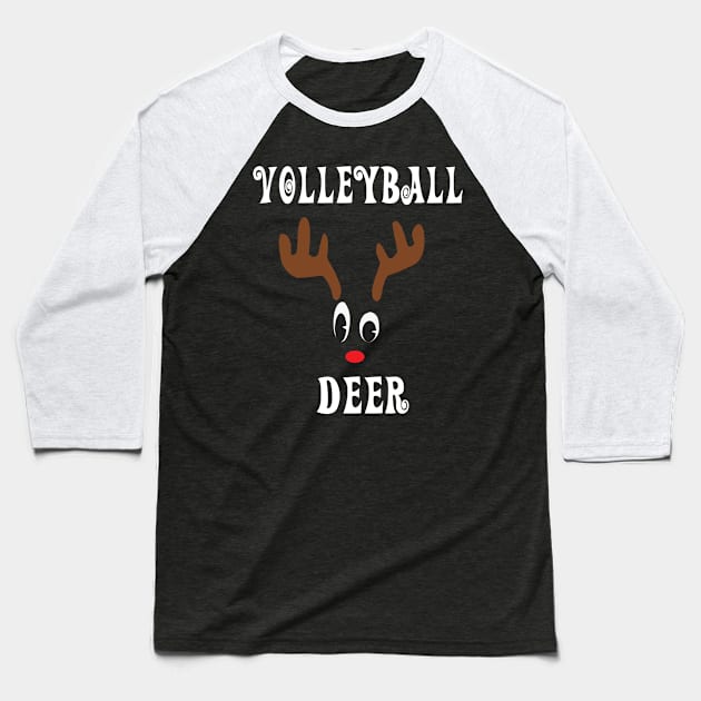 Volleyball Reindeer Deer Red nosed Christmas Deer Hunting Hobbies Interests Baseball T-Shirt by familycuteycom